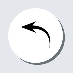 Curved arrow icon vector. Arrow pointer sign symbol in trendy flat style. Arrow left vector icon illustration in circle isolated on gray background