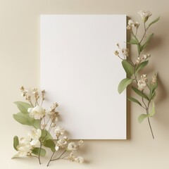 Flower background with white paper on the centre. Generative AI