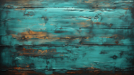 Craft a Captivating Teal-Colored Wooden Background with Realistic Oil Paint Texture. Generative AI
