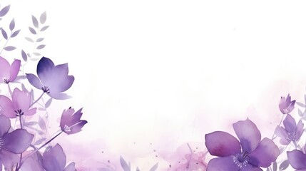 Fototapeta premium Purple floral watercolor abstract background. Generative AI