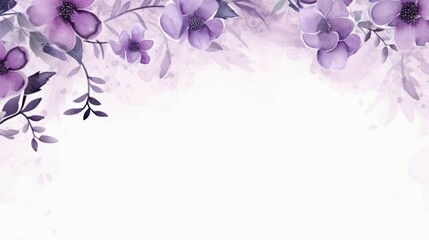 Purple floral watercolor abstract background. Generative AI