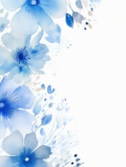 Fototapeta na wymiar Blue floral watercolor abstract background. Generative AI