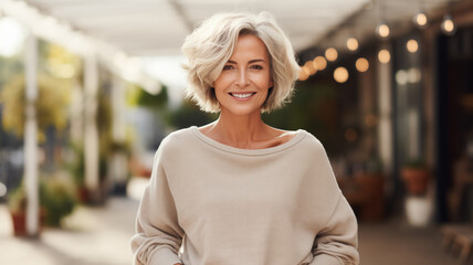 Mature woman smiling on the street