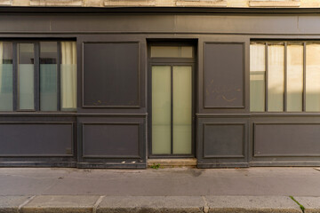 french boutique facade , parisian storefront template , vintage shop entrance door