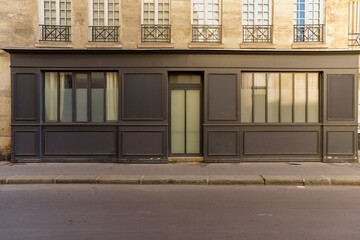 french boutique facade , parisian storefront template , vintage shop entrance door