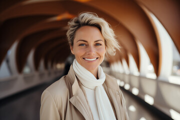 Mature woman smiling on the street