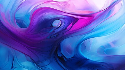Dynamic waves of electric violet and azure blue liquid merging and flowing, forming a hypnotic...