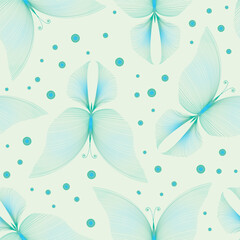 Beautiful stylized butterfly seamless pattern. Vector sketching illustration.