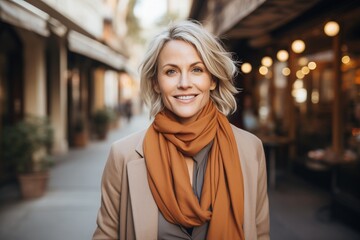 Fototapeta premium Mature woman smiling on the street