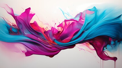 Dynamic waves of fuchsia and turquoise colliding, forming a visually striking abstract spectacle.