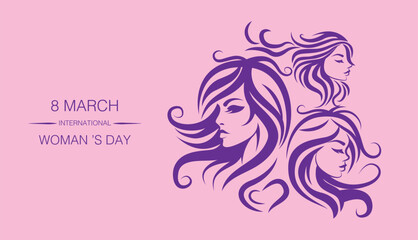 Women's day banner , 8 march, minimal line, vector
