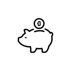 piggy bank icon with coin symbol, made in line style.