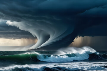 A storm of the sea. Generative AI