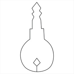 Continuous one line art drawing key vector outline illustration 