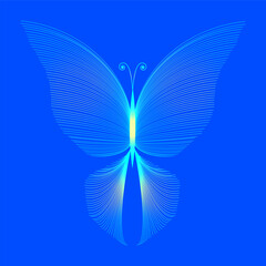 Beautiful stylized butterfly isolated icon. Vector sketching illustration.