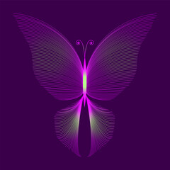 Beautiful stylized butterfly isolated icon. Vector sketching illustration.	