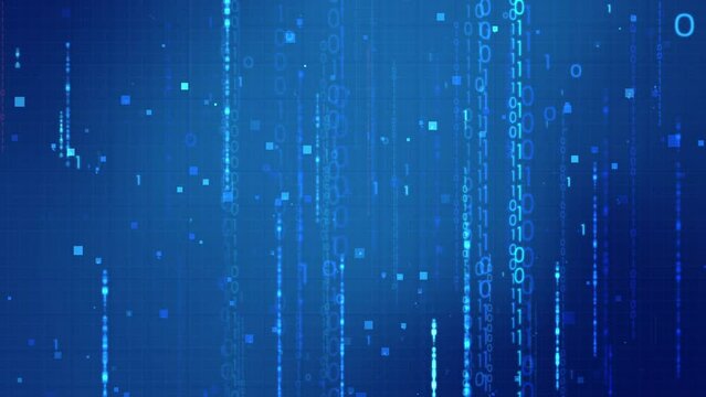 Cyberspace future technology digital network binary matrix digital bits 0 1 code rain grid dot line background. Abstract particle business corporate concept.
