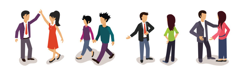 Obraz premium Business People Characters in Formal Wear Isometric Vector Set
