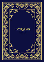 Gold ornament on dark background. Can be used as invitation card. Book cover. Vector illustration. Hand drawn Illustration