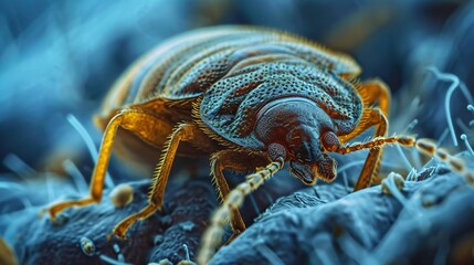 microscopic view of a bed bug - obrazy, fototapety, plakaty