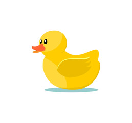 Cute little yellow duck isolated on white background