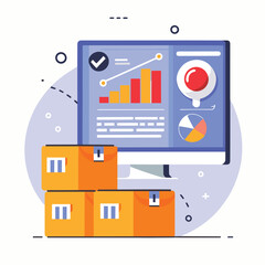 2d vector illustration colorful Land and sea transport techniques, methods and technological tools for transporting and shipping goods and products and logistic 