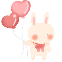 Rabbit holding a heart-shaped balloon