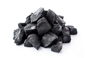 pile of coal on white