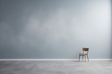 Conceptual image of a tranquil space symbolizing silence, with an empty room and a single chair, focus on the absence of sound