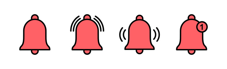 Bell Icon set illustration. Notification sign and symbol for web site design