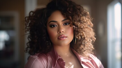 Fototapeta premium Plus size gen z woman poses for a portrait 