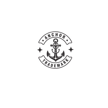 Anchor Vintage Badge Circular Stamp Boat Ship Marine Navy Nautical logo design vector template