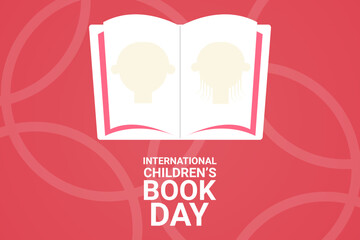 International Children's Book Day.Open book with silhouettes of children. Vector illustration for a children's party.
