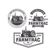 set tractor farm vintage badge logo design vector template illustration © Muhammad