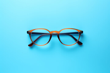 glasses on blue background