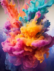 Explosive bursts of liquid rainbows collide and merge in a stunning 3D space, capturing the essence of vibrant fluidity in a high-definition visual symphony