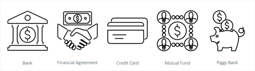 A set of 5 Finance icons as increase revenue, growth, budget