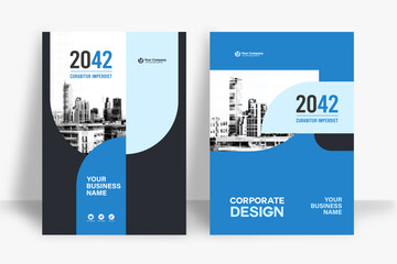 City Background Business Book Cover Design Template  - obrazy, fototapety, plakaty