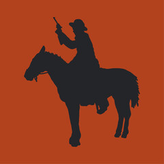 Flat design cowboy silhouette illustration