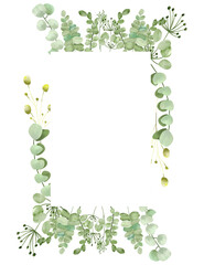 Watercolor floral illustration set - green eucalyptus leaf branches collection, for wedding invitation, greetings cards, wallpapers, background. Eucalyptus, green leaves. High quality illustration