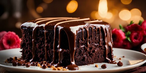 チョコレートケーキ、背景｜chocolate cake, background. Generative AI - obrazy, fototapety, plakaty