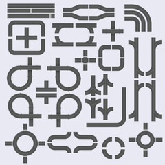 Collection of Connectable Asphalt Street Roads with Marking