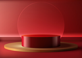 3D Podium Mockup, Modern Display Platform for Valentine Day and Chinese New Year