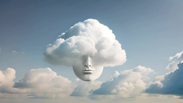 A woman's head with a cloud over her head. Generative ai