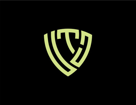UTJ creative letter shield logo design vector icon illustration