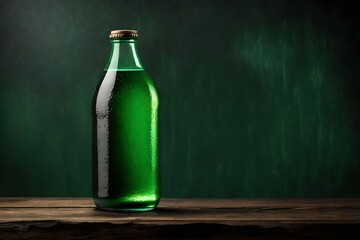 glass bottle beverage  template , green soda or beer brand advertising