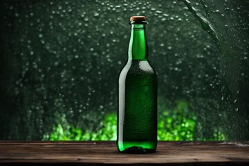 glass bottle beverage  template , green soda or beer brand advertising