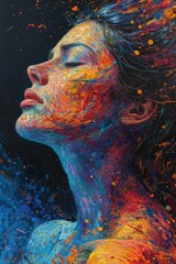 Artistic Woman with Color Splashes.
Colourful Artistic Portrait of Woman.