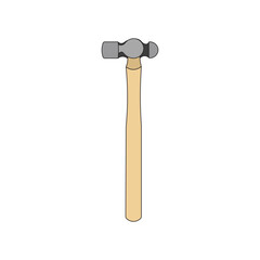 Kids drawing Cartoon Vector illustration ball peen hammer icon Isolated on White Background