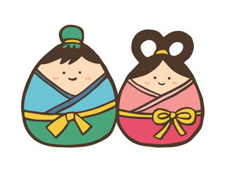 Cute July 7th Tanabata handwritten illustration of Orihime and Hikoboshi Vega and Altair 